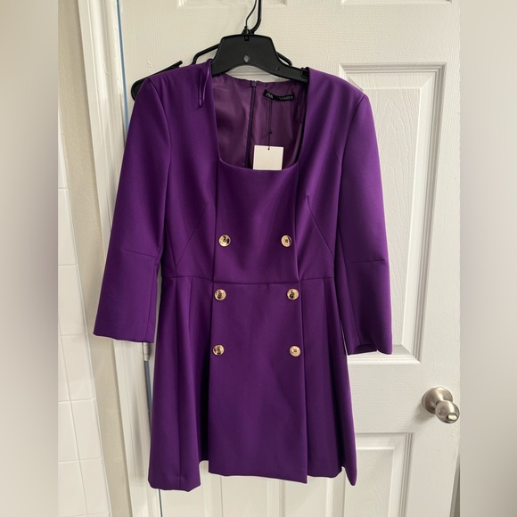 Zara purple button blazer dress - Picture 2 of 4